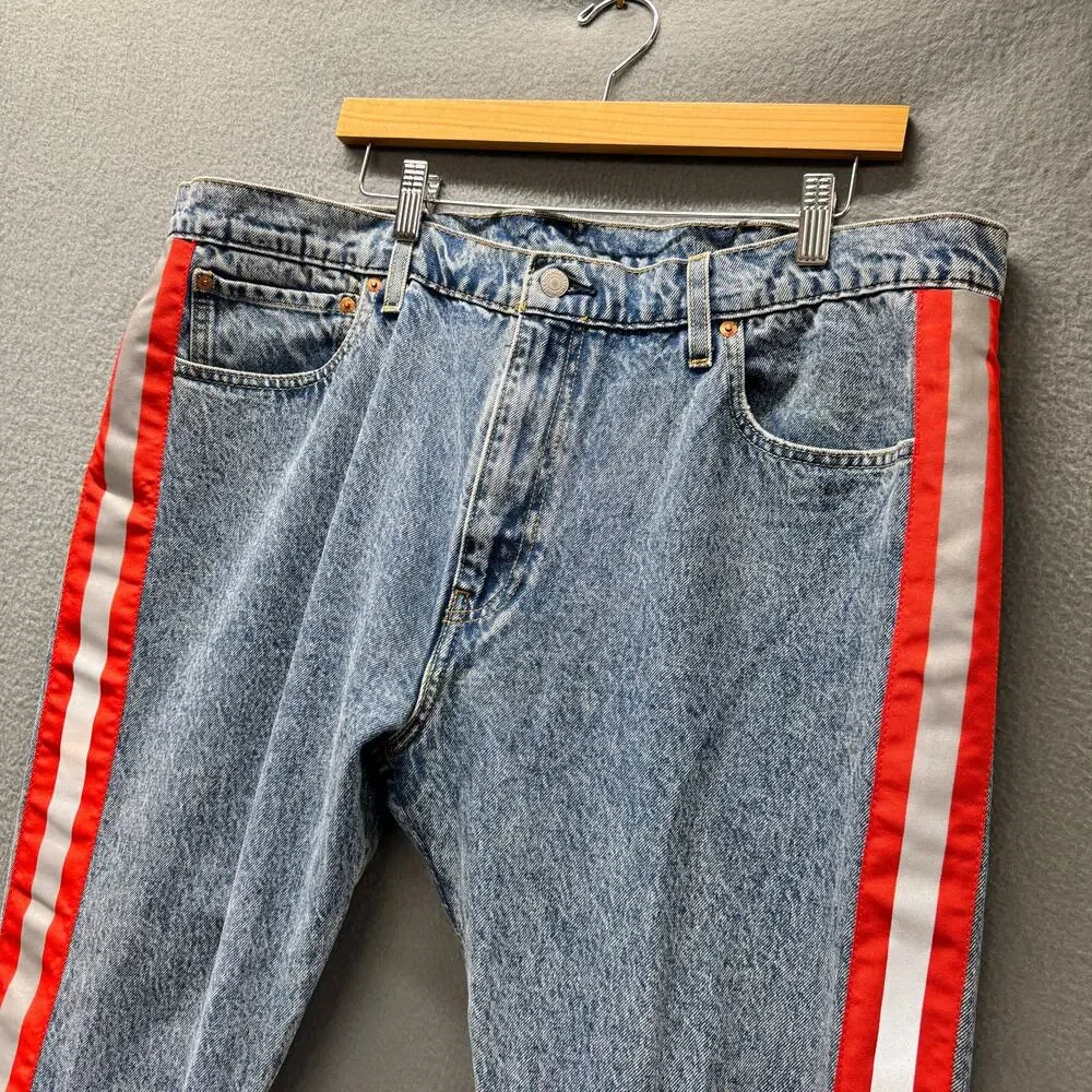 Levi's 512 Jeans Mens 40x30‎ ACTUAL Slim Taper Acid Wash Denim Reflective Sides